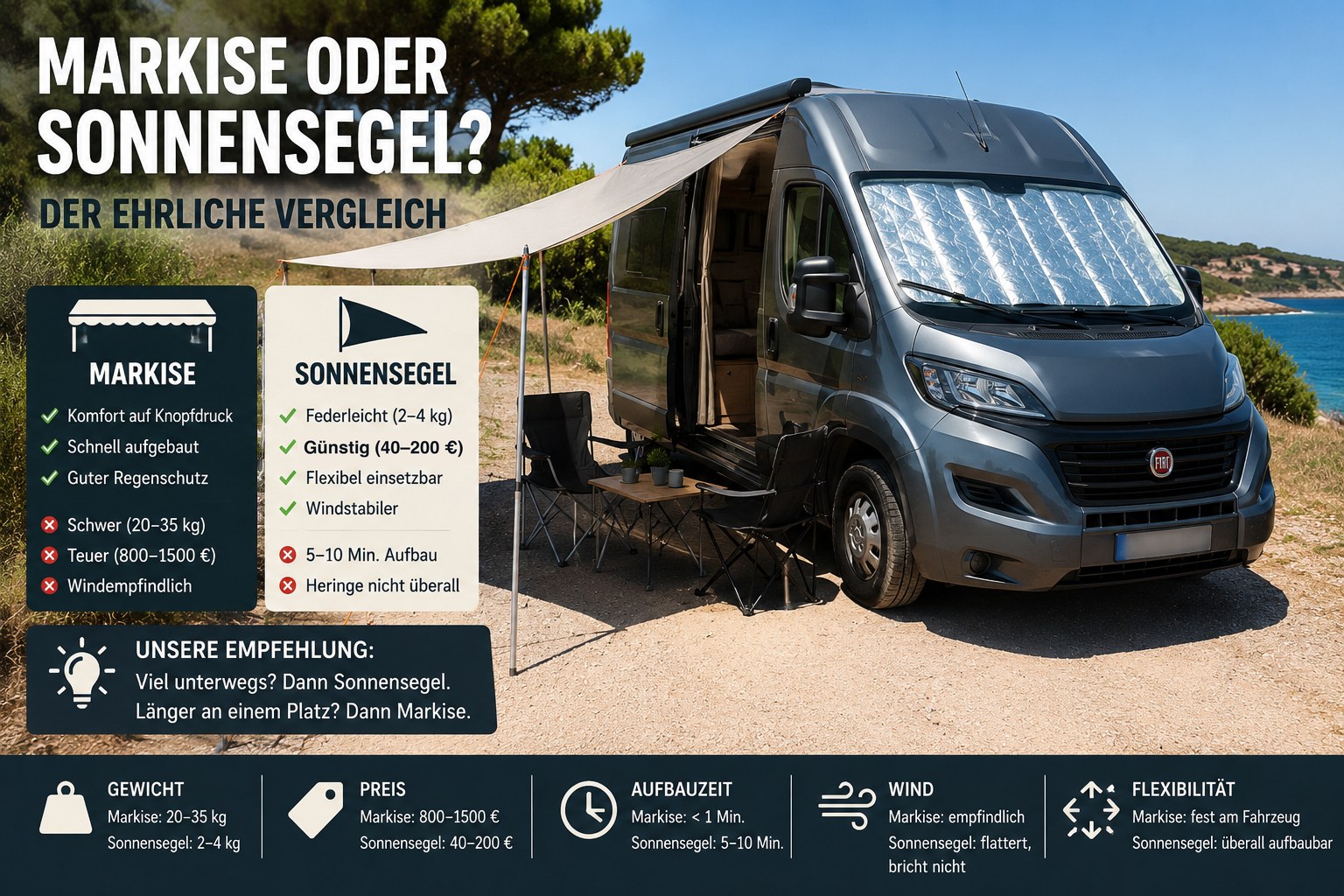 Markise oder Sonnensegel am Kastenwagen?